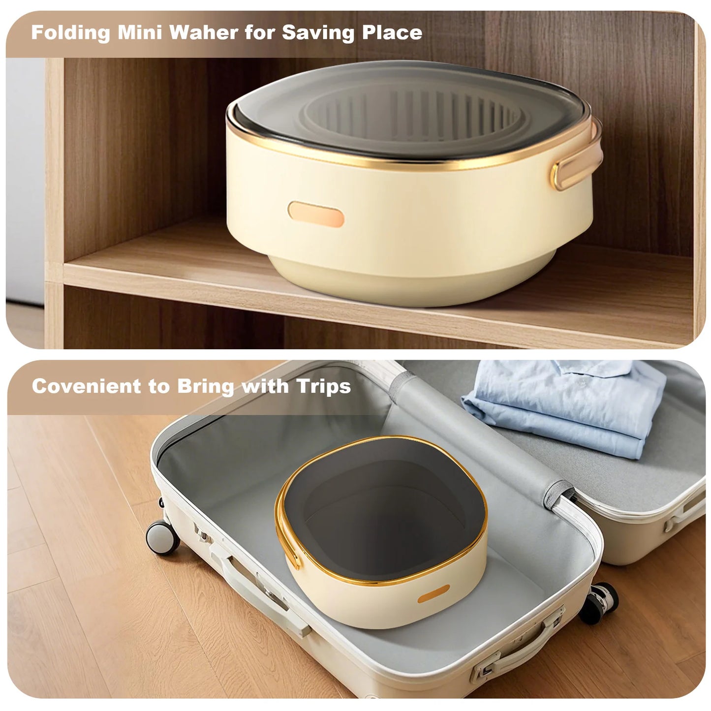 Portable Washing Machine With Spin Dryer, Fully Automatic 13L Folding Mini Washing Machine For Underwear, Baby Clothes Cleaning