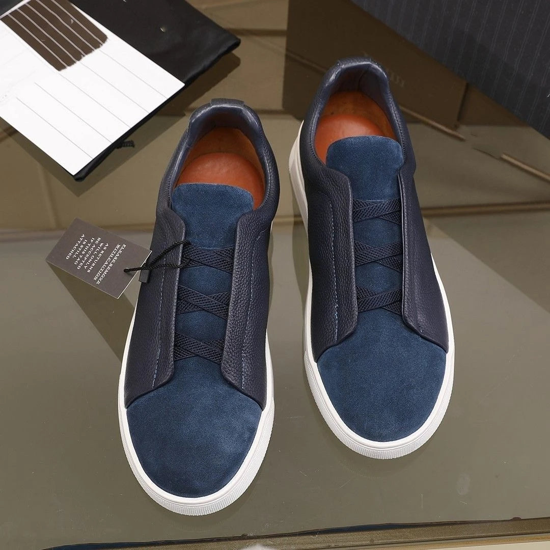2025 New Genuine Leather High-End Men's Shoes, Slip-On European Trend Board Shoes, Casual Commute Versatile