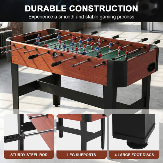 47 Inch Soccer Game Table with Score Keeper Indoor Foos Ball Table with Counterbalanced & Uniformed Men for Home Family Adults