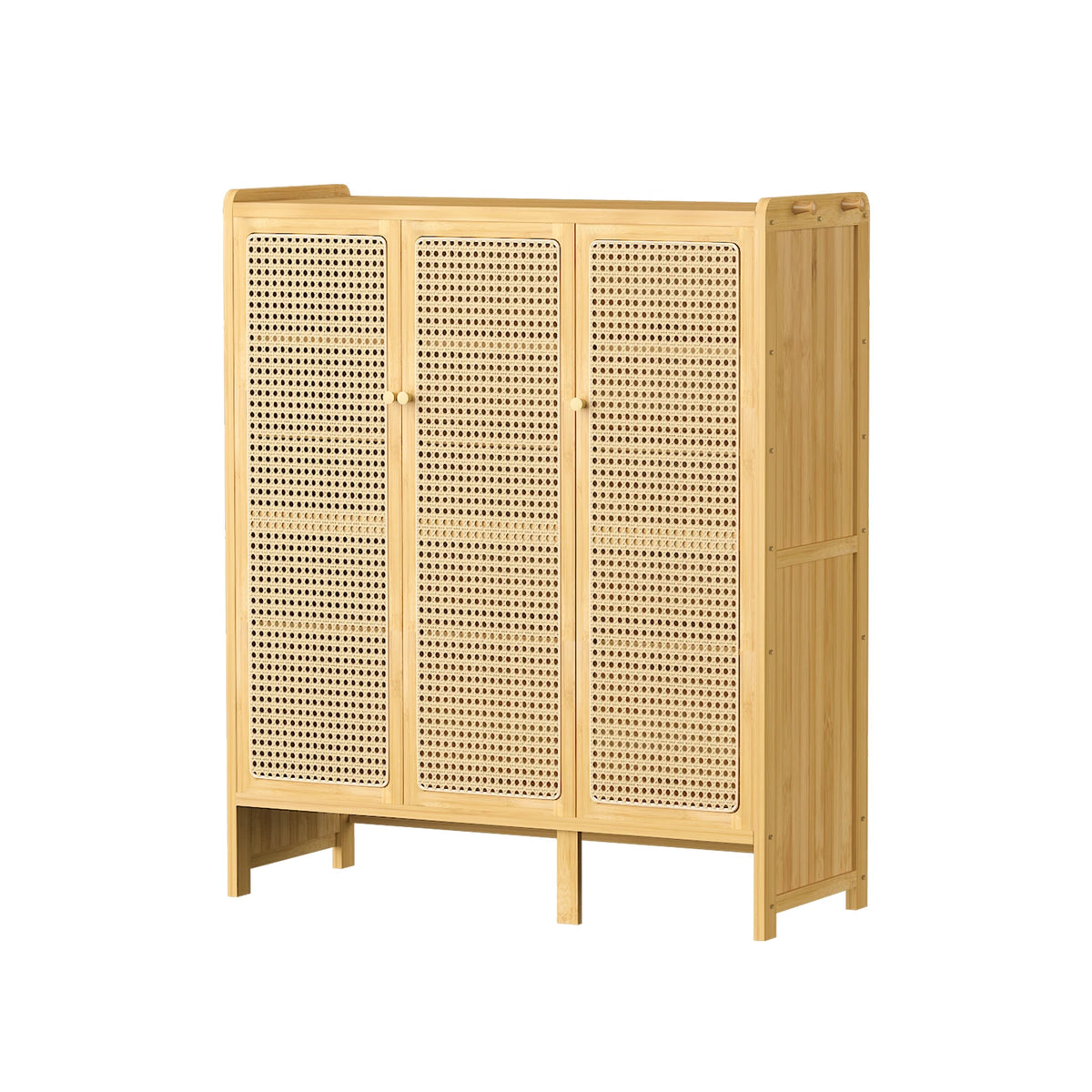 Bamboo Shoes Rack Organizer Cabinet with Doors and 6 Tiers Shelves for for Entryway Hallway
