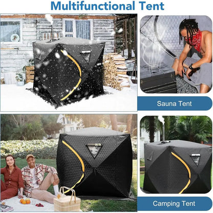 4-Person Outdoor Sauna Tent - 5.91ft x 5.91ft x 6.23ft Home Dry Sauna Box for Easy Setup, Insulated Tent Ideal for Backyard Gym