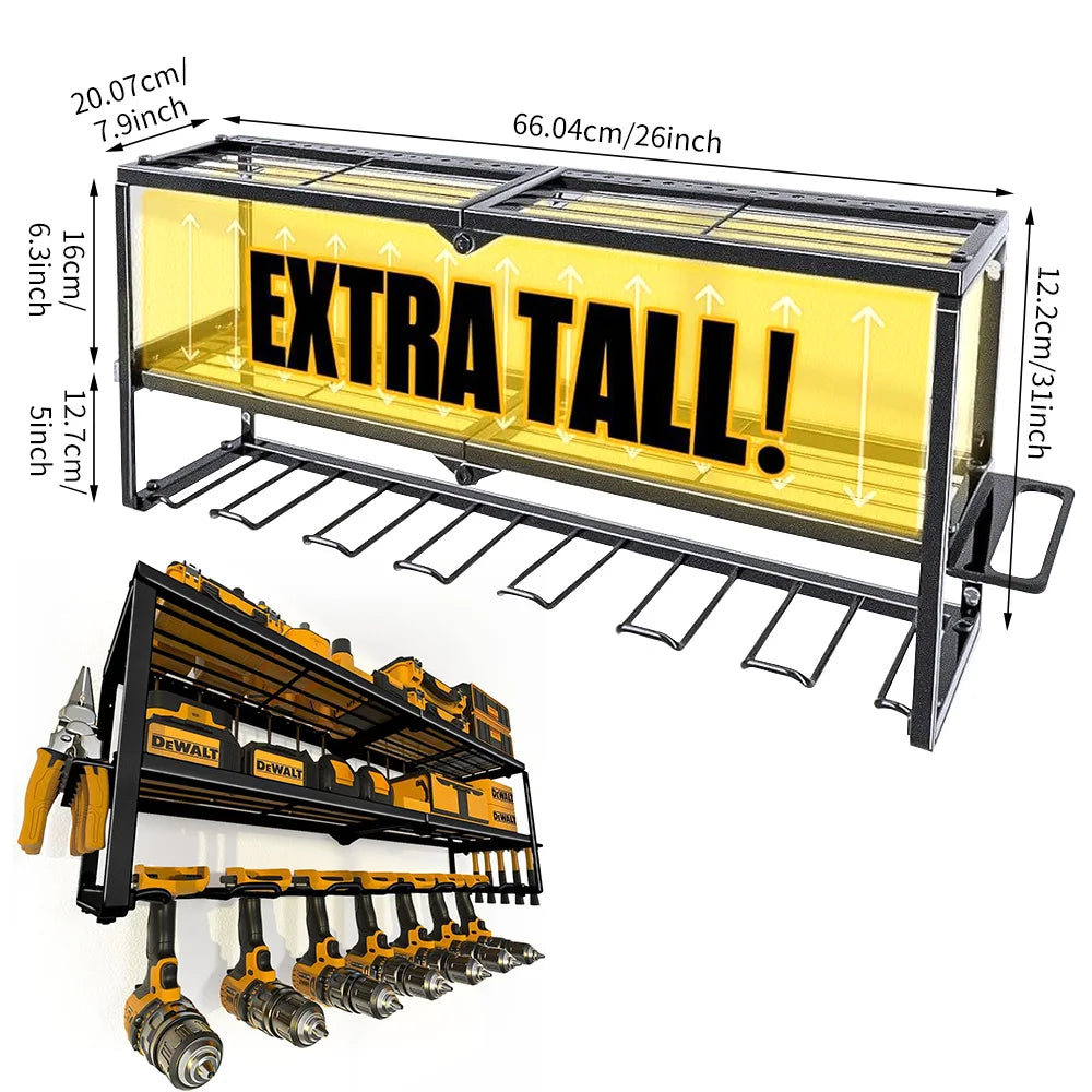 Power Tool Storage Rack Wall-mounted Hardware Screwdriver Wrench Drill Heavy Duty Thicken Shelf for Workshop Metal Tool