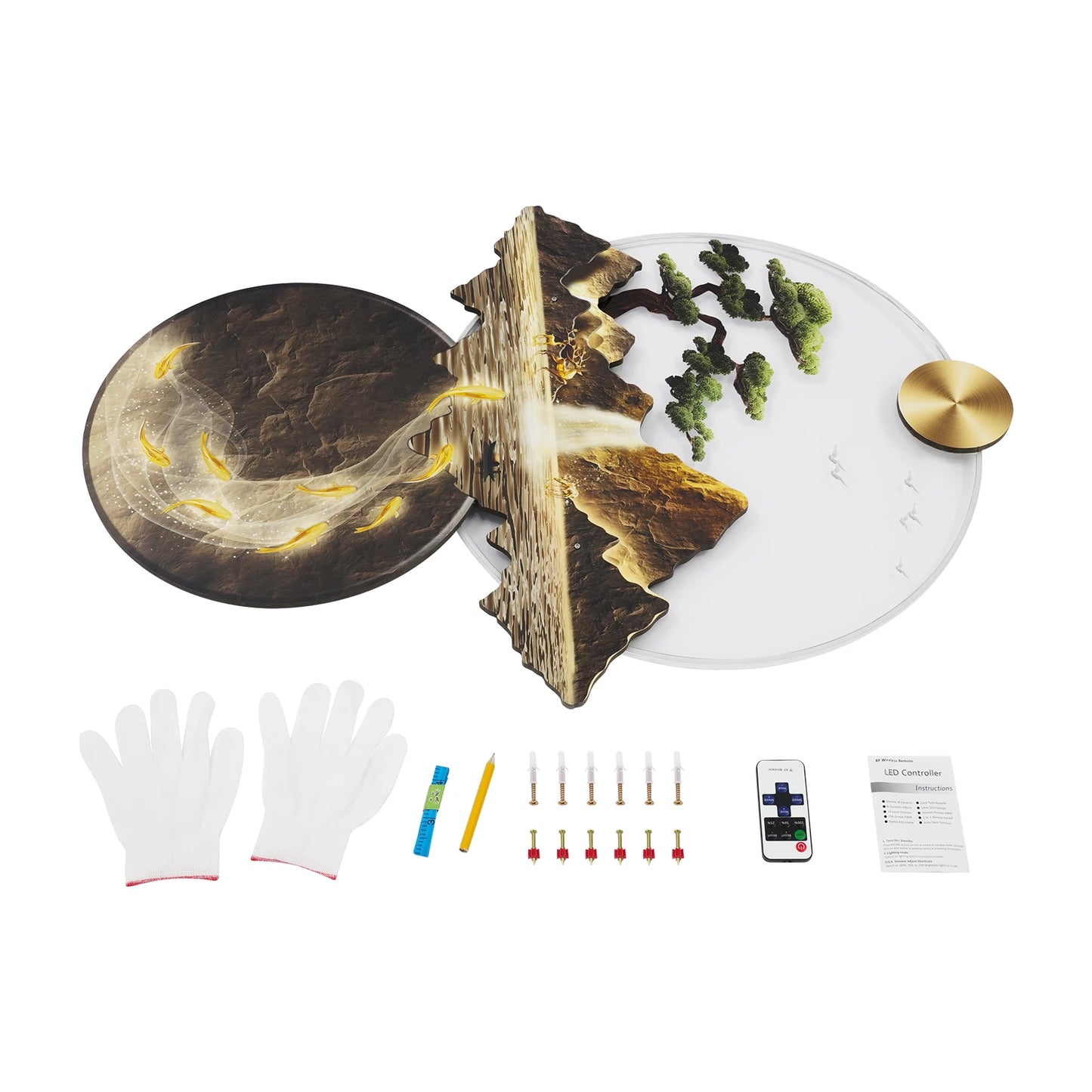 Wall Hanging Sculpture 3D Wall Painting with Light LED Light Decor Wall Art for Living Rooms Offices Kitchens Bedrooms Bathrooms