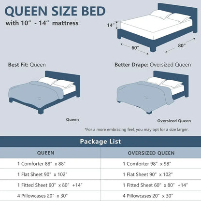 Queen Comforter Set Black, 7 Pieces Bed in a Bag, Black Comforter Queen Size, All Season Bedding Sets with Stitch Quilted Comfor