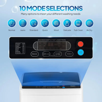 25LBS Portable Washing Machine, Full-Automatic Electric Laundry Machine with Stainless Steel Drum, Compact Washer