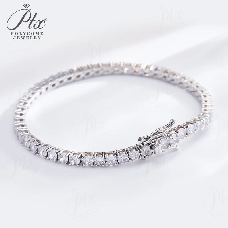 3/4/5/6.5mm Moissanite Tennis Bracelet Silver Color For Women Men Dazzling Crystal Hand Chain Wedding Gift Punk Fashion Jewelry