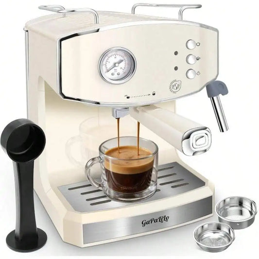 Retro Espresso Machine With Milk Frother, ESE Pod Compatible Coffee Make With Pressure Gauge, Single &Double Shot Support, 54 Oz