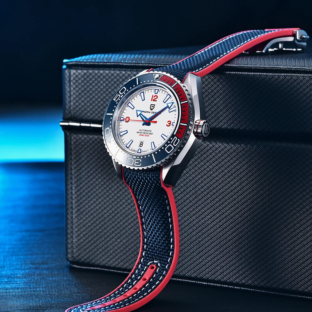 New PAGANI DESIGN Diving Series Luxury 8215 Mechanical Automatic Watch Sapphire Glass 40MM Sports Leather Watches for Men reloj