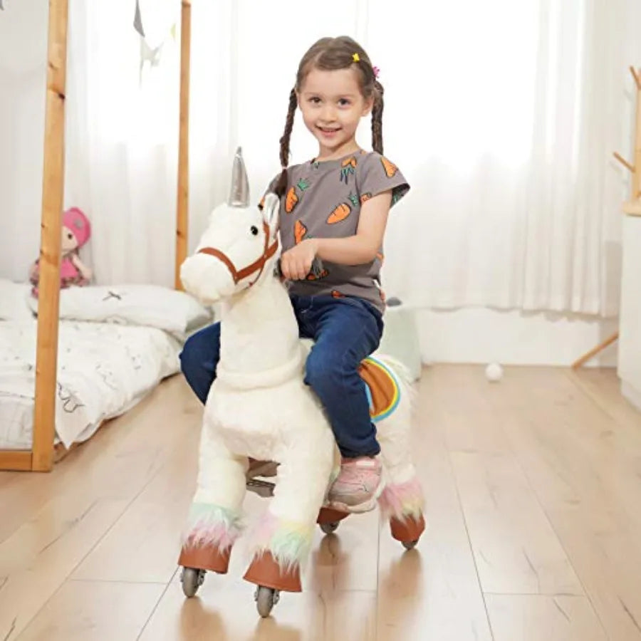 Small Size Ride On Horse - Baby Walker & Pony Riding Toys for Ages 3-8 Magical Ride on Toy Unicorn Toy & Horse Riding Experience