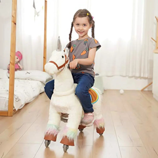 Small Size Ride On Horse - Baby Walker & Pony Riding Toys for Ages 3-8 Magical Ride on Toy Unicorn Toy & Horse Riding Experience