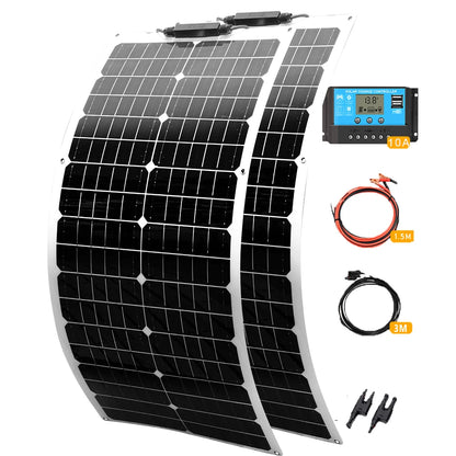 12V Flexible Solar Panel Kit Monocrystalline Solar Cell 50W 100W 120W 240W PV For Home RV & Boat solar power China Drop Shipping
