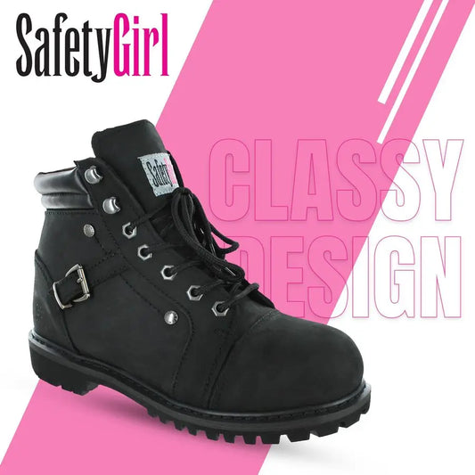 Girl Steel Toe Boots for Women Black 9M Waterproof Womens Fusion Work Boots Leather Work Boots Rugged Goodyear Welt Construction