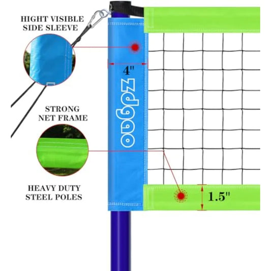 Volleyball Net Outdoor - Portable Volleyball Set for Backyard with Professional Volleyball Net Wrap Yarn Volleyball and Pump Bo