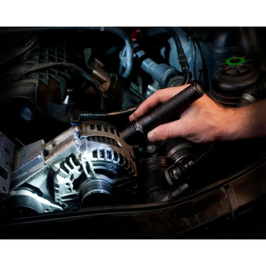 74751 Strion LED HL 615Lumen Rechargeable Professional Flashlight with 120V AC 12V DC Charger and 1 Charger Holder for Outdoor