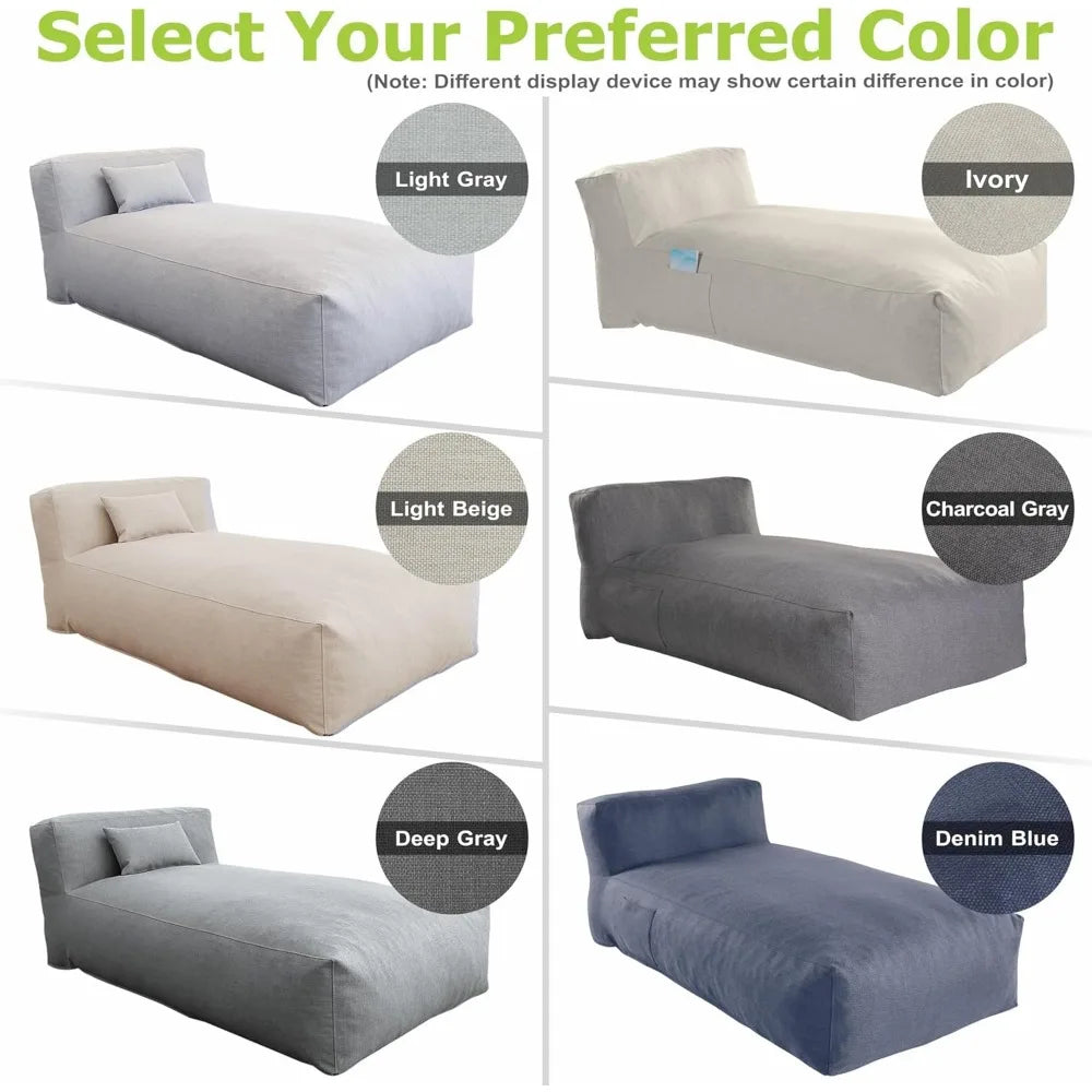 Outdoor Bean Bed Chair Sun Lounger, Outdoor Couch Sofa for Patio & Pool, Foam Filling Day Bed Furniture, Comfy Lazy Sofa for Out