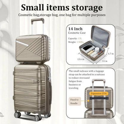 4 Piece Spinner Wheel Luggage Set, TSA Approved Expandable Hardshell Suitcase, Lightweight Travel Family Set for Men and Women