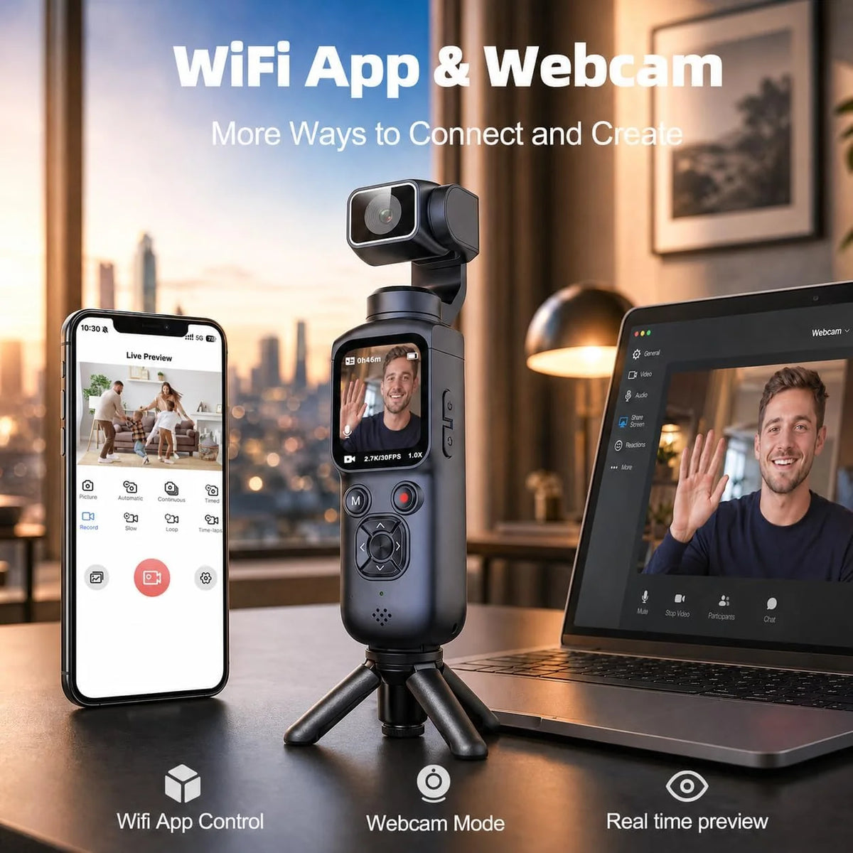 330° Rotatable Lens Action Camera AI Face Tracking 4K Ultra HD Video Recording WiFi Transfer Hands-Free POV Vlog Camera For Travel Interview Tutorial
