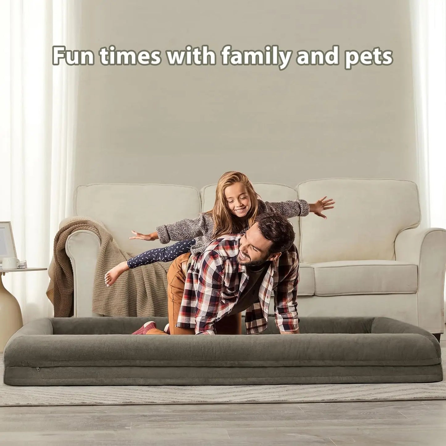 Washable Orthopedic Dog Bed for Large Dogs, Waterproof Pet Sofa with Removable Cover, Comfortable Sleeping Couch