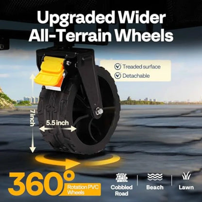 400L Large Capacity Double Decker Collapsible Wagon 500lbs Heavy Duty Utility Folding Cart with Big Wheels 53 Extended for Camp