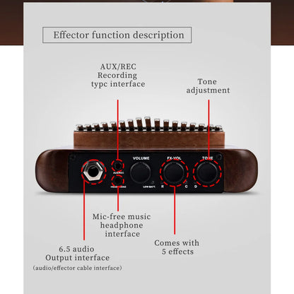 Hluru 21 Key Electric Kalimba 17 key Black Walnut Thumb Piano Professional Finger Piano Built-in Pickup Mbira for 2028