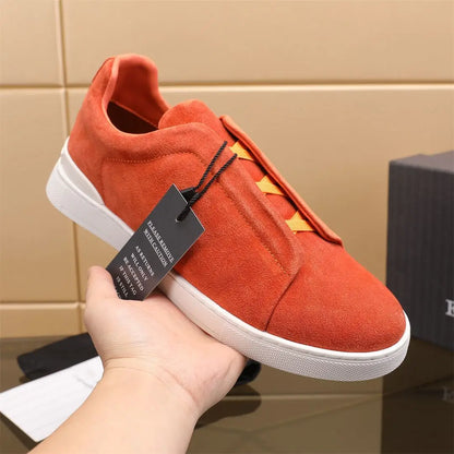 2025 New Genuine Leather High-End Men's Shoes, Slip-On European Trend Board Shoes, Casual Commute Versatile