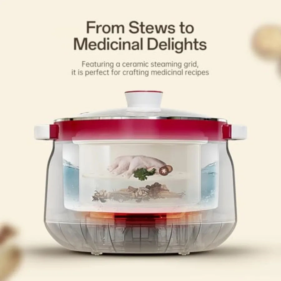 Small Electric Stew Pot with Multi-Purpose Ceramic Cooker for Soup Preparation Dessert Making and Steaming Food Features Multip