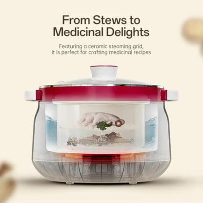 Small Electric Stew Pot with Multi-Purpose Ceramic Cooker for Soup Preparation Dessert Making and Steaming Food Features Multip