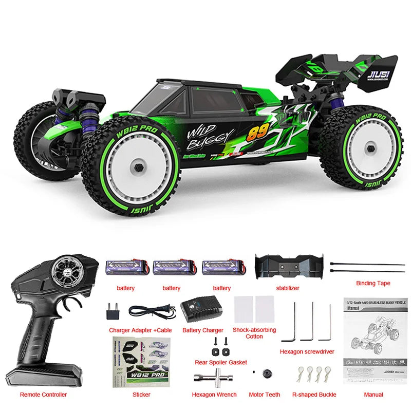 JIUSI WB12 PRO 1:12 Brushless RC Car 80km/h 4WD High Speed Off-road Drift Vehicle 2.4G Remote Control Racing Car Toys As Gift