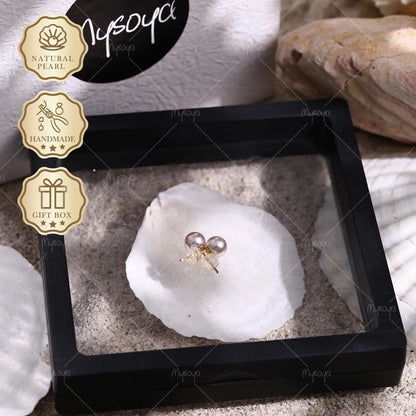 Mysoya Japan Akoya Pearl Stud Earrings 7-7.5mm K18 Gift Box Valentine's Day Birthday Gift For Her