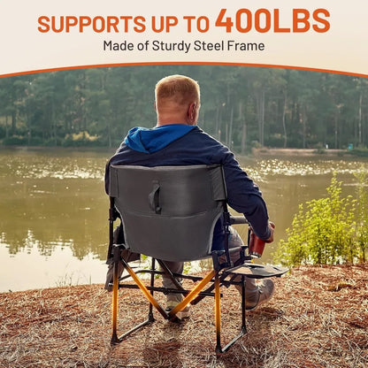 Rugged Aluminum Heated Camping Chair with Compact Design, Portable and Supports 400lbs