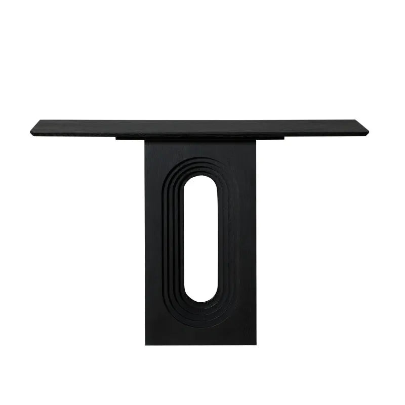 Black 47.24 inch living room small side table, entrance table, MDF， Narrow console table with circular design