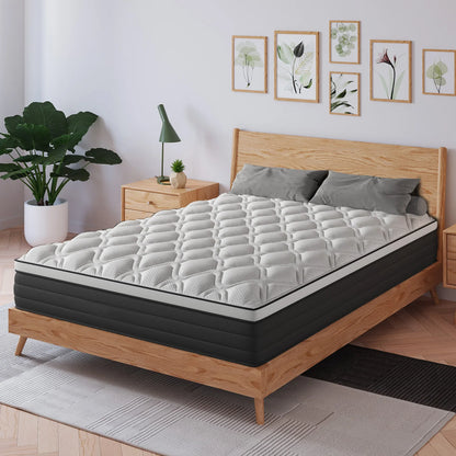 Twin Full King Queen Mattress in A Box, 12/14 Inch Hybrid Memory Mattresses Euro Top Medium Firm for Back & Lumbar Support