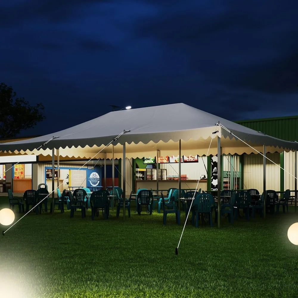 20x40 Party Tent Heavy Duty Waterproof | Large Wedding Tent for 120 People, Fire Retardant PVC Canopy with 3 Reinforced Poles,