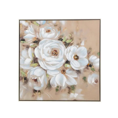 36x36 Square Framed Wall Art - Flower Canvas Print for Home Decor in Living Room, Kitchen, Foyer, Office
