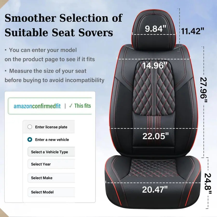 Car Seat Covers Full Set, Automotive Front and Rear Seat Covers with Backrest, Nappa Leather Car Seat Protectors Waterproof, Uni