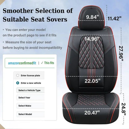 Car Seat Covers Full Set, Automotive Front and Rear Seat Covers with Backrest, Nappa Leather Car Seat Protectors Waterproof, Uni