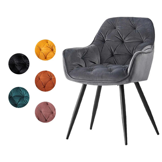 JYMTOM Esszimmerstühle mit dickem Samtstoff gepolsterter Sitz, Metallbeinen, Armlehnen und Rückenlehne Eckstuhl für Lounge Wohnz