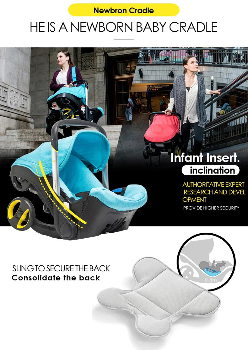 2-in-1 Portable Baby Stroller Foldable Lightweight Travel System Pram with Car Safety Seat Buggy Newborn New Model Carriage