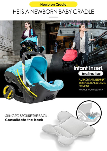 2-in-1 Portable Baby Stroller Foldable Lightweight Travel System Pram with Car Safety Seat Buggy Newborn New Model Carriage
