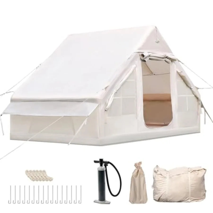 Inflatable Camping Tent Glamping Inflatable Tent for Camping 4 Season WaterWindproof Outdoor Oxford Blow Up Cabin Tent with Mes