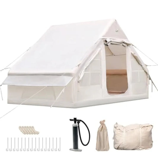 Inflatable Camping Tent Glamping Inflatable Tent for Camping 4 Season WaterWindproof Outdoor Oxford Blow Up Cabin Tent with Mes