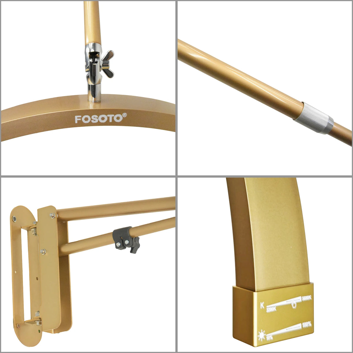 Fosoto Rotatable Long Arm Wall Mounted Half Moon Lamp 40W LED Fill Light for Lashes Beauty Tattoo Nail Supplement Light