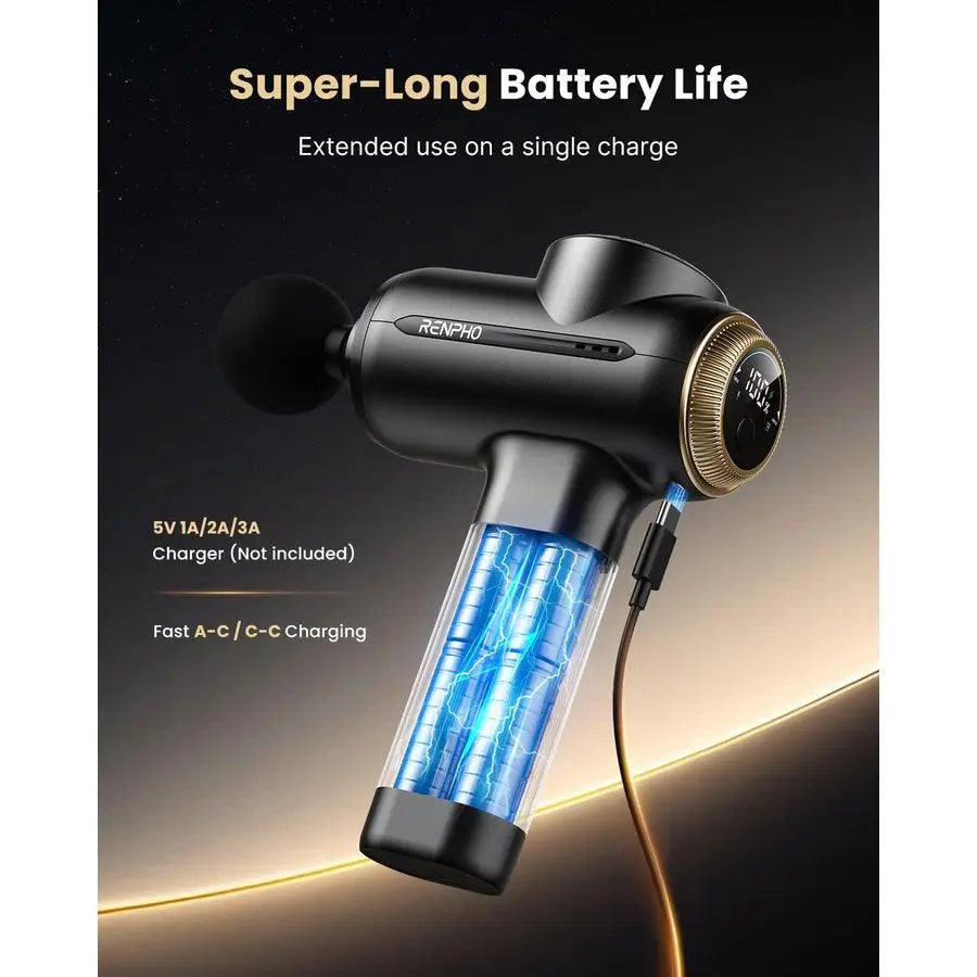 Massage Gun with 812mm Adjustable Amplitude, Eyeris 1, Eye Massager with Heat, Sleep Eye Mask with Bluetooth Music, Face Massage