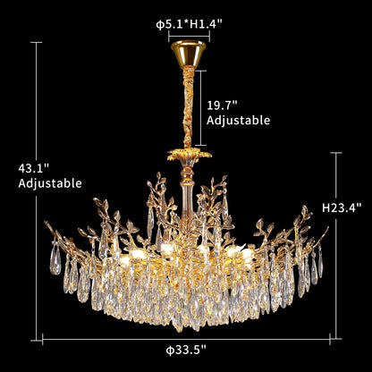 Modern Crystal LED Ceiling Chandelier for Living Room Luxury Dining Room Bedroom Pendant Lamp Gold Round Indoor Light Fixture