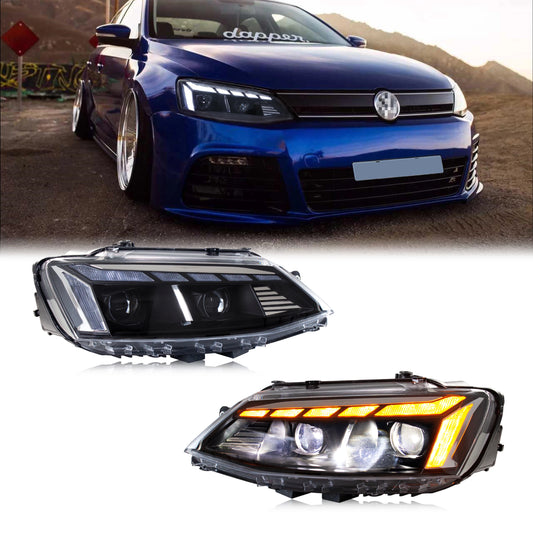 LED Headlights For VW Volkswagen Jetta 2011-2018 MK6 Start-up Animation Sequential Turn Signal Front Lamps Assembly