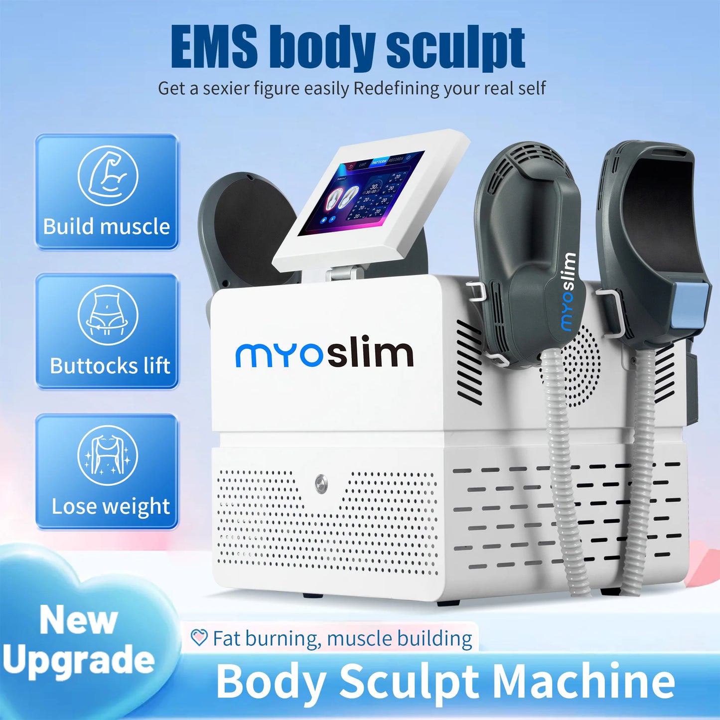 New 6500W Myoslim Professional Body Sculpting Device Electromagnetic Stimulation Fat Burning Muscle Building