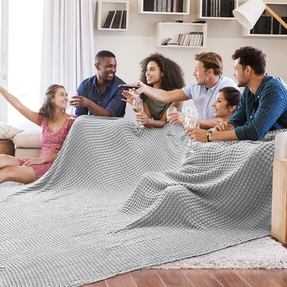 Cooling Bamboo Rayon Cotton Waffle King Blanket - Lightweight Breathable for Hot Sleepers, Grey 120x96 Inches
