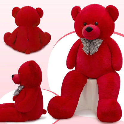 6 Feet Life Size Big Teddy Bear Plush Stuffed Animal Red Adorable Soft Gift for Christmas Valentine Birthday Long Distance