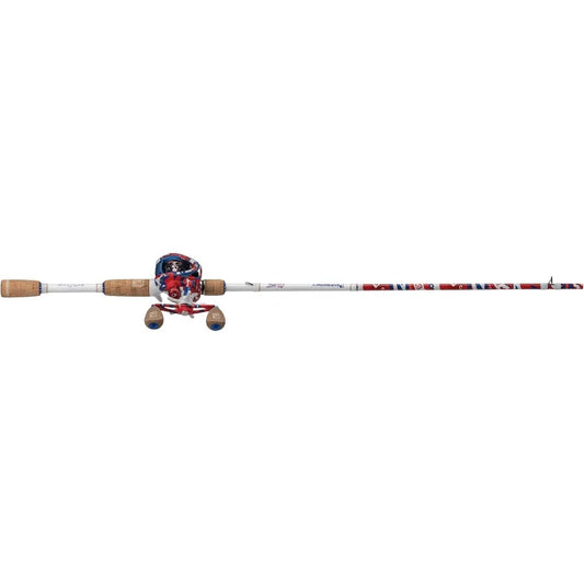 Krazy Americana Baitcast Combo with 7' 1pc Medium Heavy IM7 Graphite Rod and Cork Grips for Precision Fishing in Freshwater and