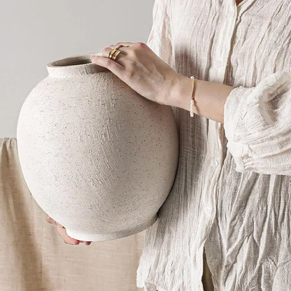 Ceramic Rustic Vase, 10.8 Inch Farmhouse Minimalist Tall Flower Vase for Table, Living Room, Home Decor, Bathroom, Holiday, Wed